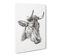 An Illustration Of A Cow By Jean Bernard Canvas Print | Gallery Wrapped 30mm Frame Wall Art | 20x14 inches | Ready to Hang | Retro Animals Picture | Living Room Bedroom Lounge Office