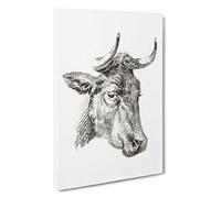 An Illustration of a Cow by Jean Bernard Canvas Print | Gallery Wrapped 30mm Frame Wall Art | 30x20 inches | Ready to Hang | Modern Animals Picture | Living Room Bedroom Lounge Office