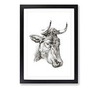 An Illustration of a Cow by Jean Bernard Framed Print | A2 Black Framed Wall Art | Ready to Hang | Modern Animal Picture | Living Room Bedroom Lounge Office