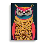 An Imaginative Owl Blue Orange Peach Canvas Wall Art Print 30x20 Inch