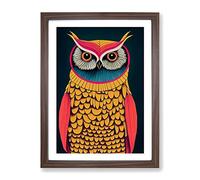 An Imaginative Owl Framed Print for Living Room Bedroom Home Office Décor, Wall Art Picture Ready to Hang, Walnut A2 Frame (64 x 46 cm)