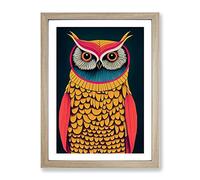 An Imaginative Owl Framed Print for Living Room Bedroom Home Office Décor, Wall Art Picture Ready to Hang, Oak A4 Frame (34 x 25 cm)