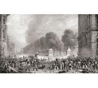 An incident on a barricade in the Place Royale facing the Parc de Bruxelles during the Belgian Revolution of 1830-1831. Belgian rebels facing Dutch forces. Poster Print by Ken Welsh (17 x 10)