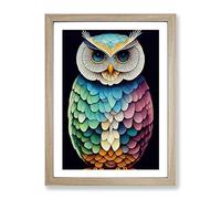 An Incredible Owl Framed Print | A3 Oak Framed Wall Art | Ready to Hang | Modern Animal Picture | Living Room Bedroom Lounge Office