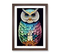 An Incredible Owl Framed Print | A4 Walnut Framed Wall Art | Ready to Hang | Modern Animal Picture | Living Room Bedroom Lounge Office