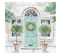 An Inviting Festive Door - Pack of 5 Home Welcoming Charity Christmas & Happy New Year Cards with Envelopes - 14x14cm - Eco-Friendly & Recyclable