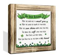 An Irish Blessing Sign, St. Patrick's Day Decor, Box Sign Wood Desk Sign Decor, Modern Farmhouse Irish Decor, Shamrocks Decor, St. Patrick's Day Themed Decor for Home Cafe Shop Coffee Bar