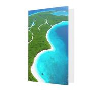 An Island In The Ocean Greeting Card, 4x6 Inch With Envelope, &Suitable For Birthdays, Weddings, And Business Events.