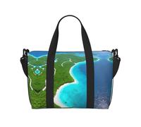 An island in the ocean Hand-held messenger travel bag, suitable for work, travel, fitness, tourism, women's casual handbag with zipper,