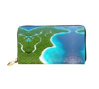An island in the ocean Leather long wallet, double-sided printing, microfiber leather material, unisex, waterproof and durable