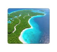 an Island in The Ocean Mouse Pad, Square Cute Mousepad, Anti-Slip Rubber Backing, for Gaming/Computer/Office Supplies10x12in