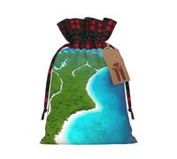 An island in the ocean Print Christmas Drawstring Bags Snack Wrap, Reusable Holiday Treat Sacks for Presents M