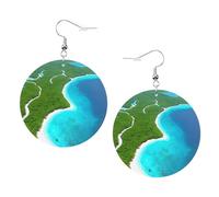 An island in the ocean Print Leather Earrings for Women - Dangle Hoop Earrings, Perfect for Costume Parties and Girls' Accessories