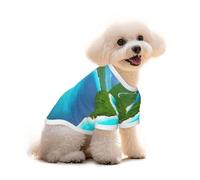 An island in the ocean Print Pure Cotton Pet T-Shirt, Dogs & Cats Comfy Tee Vest, for Small Medium Summer Winter Clothes