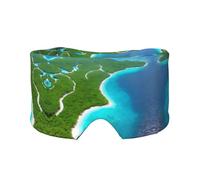an Island in The Ocean Print Sleep Eye and Ear Muffs Mask - Meditation, and Travel - Breathable, Adjustable, and Full Coverage