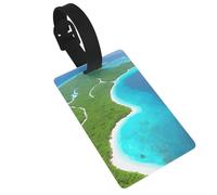 an Island in The Ocean PVC Luggage Tag for Suitcases, Durable Travel ID Label with Name Card Removable Strap for Bags, 1 Pack