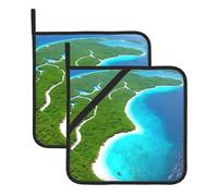 An Island In The Ocean Set Of 2 Pot Holders, Kitchen Potholder Set, 8 X 8 Inches, &Perfect For Everyday Baking And Cooking.