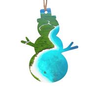 An island in the Sea Wooden Tree Ornaments Snowman Shape 4 PCS, Hanging Decorative Pendants, Vintage Design for Holiday