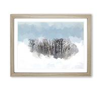An Island Of Trees In Abstract Modern Art Framed Wall Art Print, Ready to Hang Picture for Living Room Bedroom Home Office Décor, Oak A4 (34 x 25 cm)