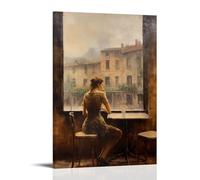 An Italian Girl Watches The Streets Posters for Room Aesthetic Canvas Wall Art Bedroom Decor16x24inch(40x60cm)