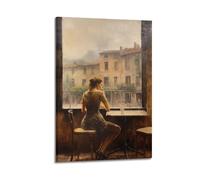 An Italian Girl Watches The StreetsCanvas Poster Wall Art Poster for Room Living Room Study Aesthetics And DecorationFrame-style 12x18inch(30x45cm)