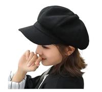 an Octagonal Baker Pointed Beret for Ladies to Protect Themselves from The Sun and Keep Warm(Black)