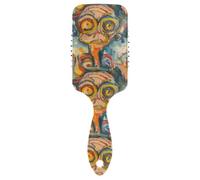 An Oil Paintinge Cartoon and Funny Monsters friendly curved hair brush Designed head massager for thin hair with Ergonomic handle cepillo para cabello