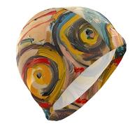 An Oil Paintinge Cartoon and Funny Monsters s for Unisex Adults Short Hair waterproof swimming for adults Hair Protection and Drag Reduction gorras para nadar de mujer
