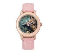 an Old German Shepherd Dog Casual Women's Watch Slim Analog Display Quartz Wrist Watches with Leather Strap