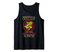 An Old Lady Who Loves Snakes Was Born In April Birthday Tank Top