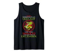 An Old Lady Who Loves Snakes Was Born In December Birthday Tank Top