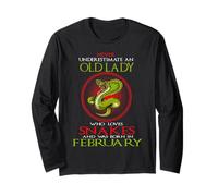 An Old Lady Who Loves Snakes Was Born In February Birthday Long Sleeve T-Shirt