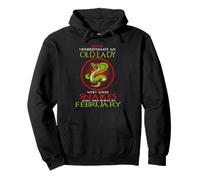 An Old Lady Who Loves Snakes Was Born In February Birthday Pullover Hoodie