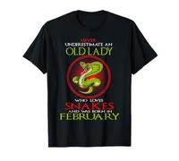 An Old Lady Who Loves Snakes Was Born In February Birthday T-Shirt
