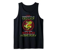 An Old Lady Who Loves Snakes Was Born In February Birthday Tank Top