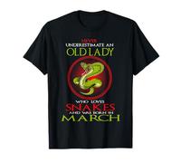 An Old Lady Who Loves Snakes Was Born In March Birthday T-Shirt
