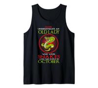 An Old Lady Who Loves Snakes Was Born In October Birthday Tank Top