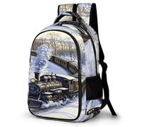 An Old Locomotive Train Large Backpack with Adjustable Padded Shoulder Straps Casual Travel Laptop Daypack