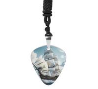 An Old Sailing Ship Vintage Pick Necklace Guitar Bass Pick Pendant &B Steel Music Jewelry for Music Lovers