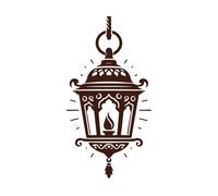 an Old Style eid al fitr Lantern with a Candle Inside Vinyl Art Sticker 54.4x104.5cm Glass Stickers Coffee