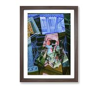 An Open Window By Juan Gris Classic Painting Framed Print | A4 Walnut Framed Wall Art | Ready to Hang | Classic Historical Picture | Living Room Bedroom Lounge Office