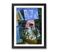 An Open Window By Juan Gris Classic Painting Framed Wall Art Print, Ready to Hang Picture for Living Room Bedroom Home Office Décor, Black A3 (34 x 46 cm)