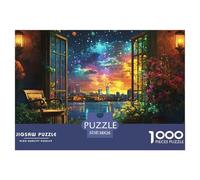 An Open Window-the City Skyline Jigsaw Puzzle Waterproof 1000 for Adults Gifts Colourful Challenging Games