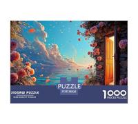 An Open Window with Blue Shutters 1000 Pieces Extra-thick Cardboard Jigsaw Puzzle Ocean Scene Impossible Hard Difficult Family Game Jigsaw For Home Decoration 38x26cm/1000pcs