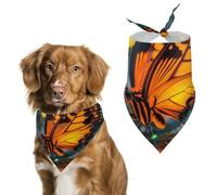 An Orange Butterfly Printed Dog Bandanas Pet Scarf Triangle Adjustable Kerchief Accessories for Cat Dog