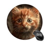 an Orange Cat Round Mouse Pad, Non-Slip Rubber Base Waterproof Washable, Computer Mouse Mat for Office Gaming Studying, Premium-Textured Durable Portable Circle Mousepad for Desktop PC Notebook