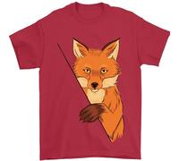 an Orange Fox Illustration Mens T-Shirt 100% Cotton Red M