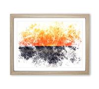 An Orange Sunset Watercolour Modern Framed Print | A2 Oak Framed Wall Art | Ready to Hang | Modern Landscape Picture | Living Room Bedroom Lounge Office
