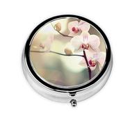 an Orchid. Take-Along Pill Box, Portable Round Pill Box, fits in Your Purse Pocket Lightweight 3 Compartment Pill Box,