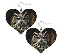 An owl Leather Earrings for Women Heart Earring Lightweight Dangle Earrings Jewelry Gifts, One Size, No Gemstone